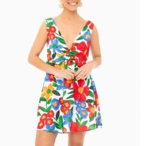 LUSH Floral Print Plunge Ruffle Mini Dress